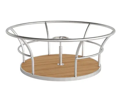 Playground Set wooden table with metal legs and springs 3D model