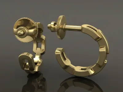 Earring Hoop Hermes Style Link Open Back 7mm Inside Huggie Size 3D print model