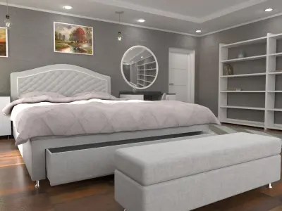 Comfortable bed room Low-poly 3D model