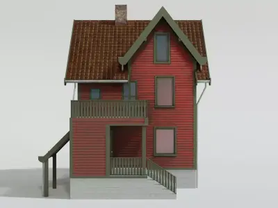 Scandinavian house Low-poly 3D model