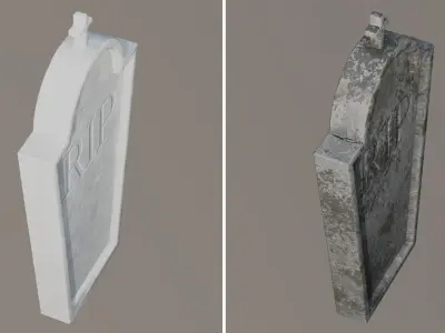 Old Dirty Tombstone Cross christian tomb Low-poly 3D model