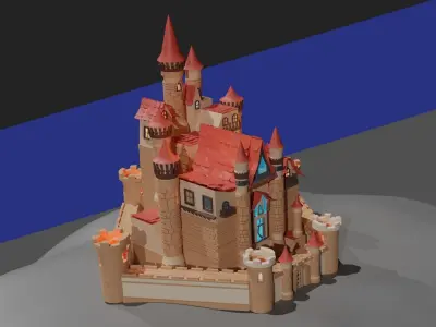 Fantasy Magical Castle Game Ready Low-poly 3D model