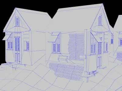 Lowpoly village House Game Asset Design Low-poly 3D model