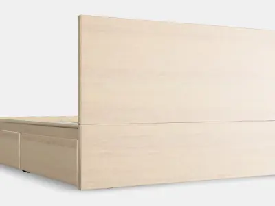 MALM Bed frame high w 4 storage boxes 5 Low-poly 3D model