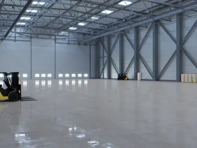 Airplane Hangar Interior 3 Low-poly 3D model