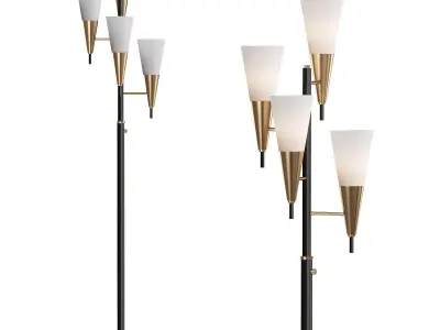  Possini Euro Design Quatro Mid Century Modern Tree Floor Lamp 3D model