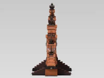 Candi Bentar Petitenget Traditional Split Gate Architecture 3D model