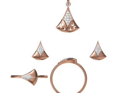Light wt Ring Earrings Pendant set 3dm stl 1-render details 3D print model 26