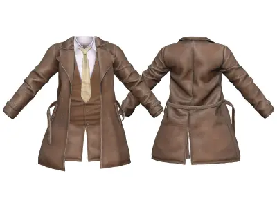 Full Historic Steampunk Aviation Character Outfit Low-poly 3D model