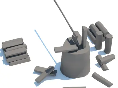 Wood Axe Logs 3D model