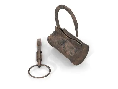 Antique Padlock Low-poly 3D model