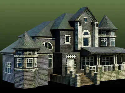 Old Abandoned House08 All PBR Unity UE Textures Included Low-poly 3D model