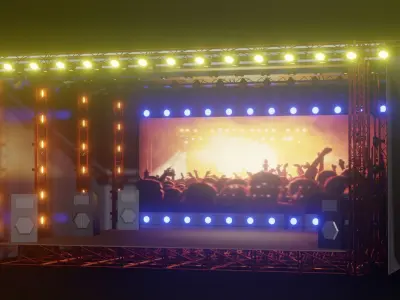 Entertainment Outdoor Event Stage 3D Model with Light 3D model Low-poly 3D model