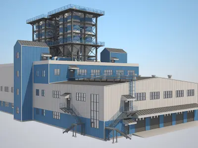 Industrial Building 2 Low-poly 3D model