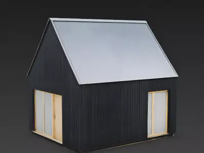 Modern Rustic Nordic Cabin 3D Model Low-poly 3D model