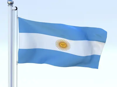 Animated Argentina Flag Low-poly 3D model