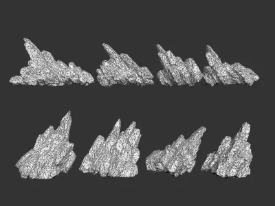 Low poly Black Spiky Modular Rock 230715 Low-poly 3D model