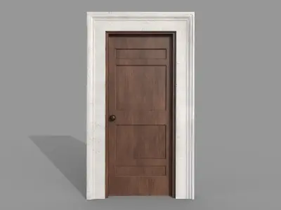 Wooden door 6 Low-poly 3D model