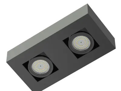 Black Double Rectangular Halogen Light 3D Model 3D model