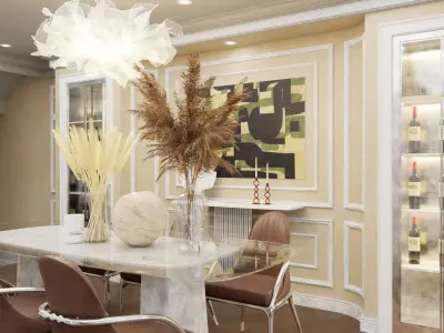Interior Dining Room Design Scene 3D model