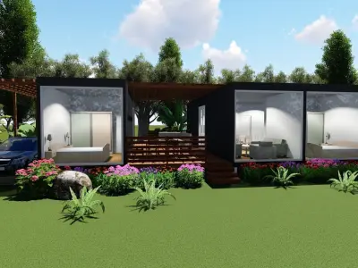 House with midlle terrace design 3D model