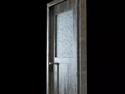 Classic Wooden Office Door Low-poly 3D model