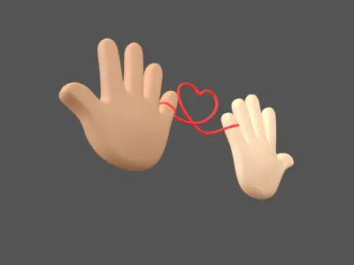 Hand with Red Line Icon v1 019 Low-poly 3D model