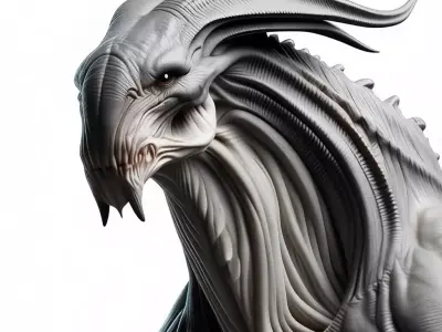 Terrifying Alien Creature Monstrous Biomechanical Beast Claws Low-poly 3D model