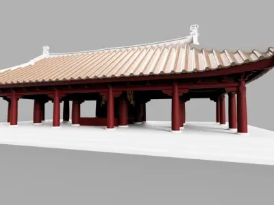 Asian Oriental Vietnamese temple shrine Low-poly 3D model