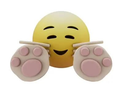 Cat Smiling Face With Cat Paw Emoji v1 005 Low-poly 3D model