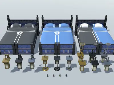 Bedroom Set E bed Low-poly 3D model