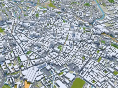 Manchester Downtown United Kingdom Low-poly 3D model