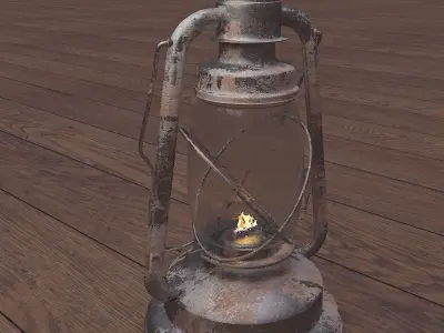 Old Rusty Gas Lamp - Paraffin Lamp Low-poly 3D model
