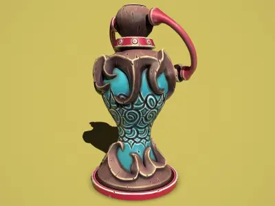 Fantasy flower lamp Low-poly 3D model
