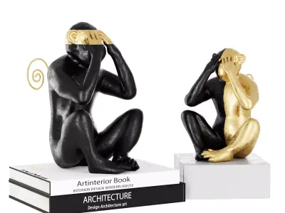  Monkey Decor Statue 3d model 3D model