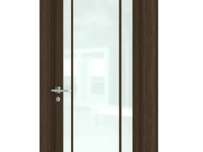 Door-033 wooden door with glass panels 3D model