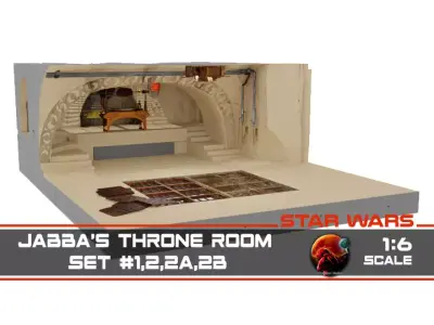 Jabbas Throne Room - Throne Areas - Complete set  1-6 scale 3D Model Pack