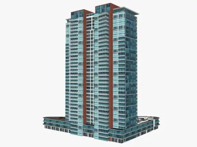 Shores skyscraper Low-poly 3D model