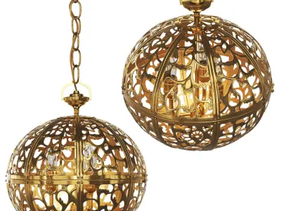 Japanese brass chandelier 3D model