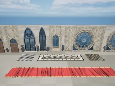 Modular Gothic Cathedral Low-poly 3D model