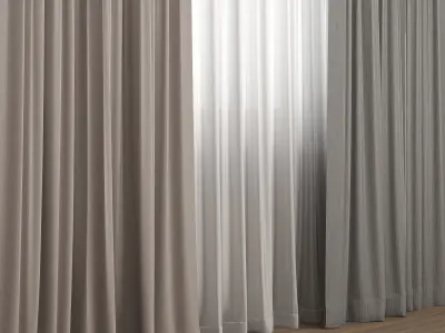 Curtain modern  01 3D model 3D model