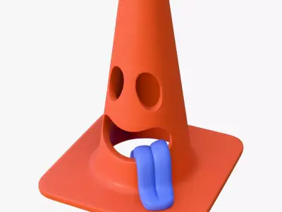 Cartoon Wasted Traffic Cone M1 3D model