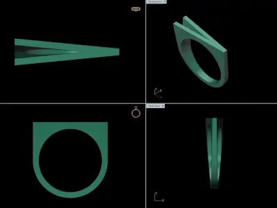 alphabet ring letter V 3D print model