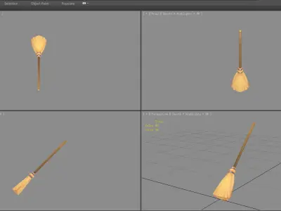 Cartoon magicdi broom Low-poly 3D model