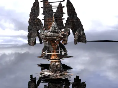 Cyberpunk Scorched Earth ShipTower Low-poly 3D model
