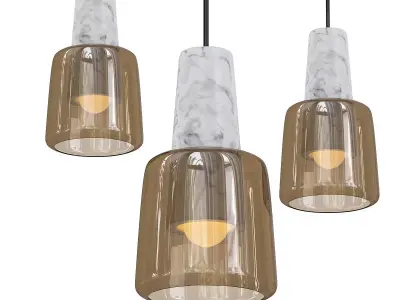 FARIN three pendant lights with glass and marble 3D model