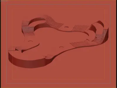 Contemporary Wooden Walkway with Integrated Seating Free 3D model