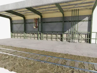 train station Low-poly 3D model