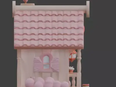 Stylized Valentine House 3D Model Low-poly 3D model