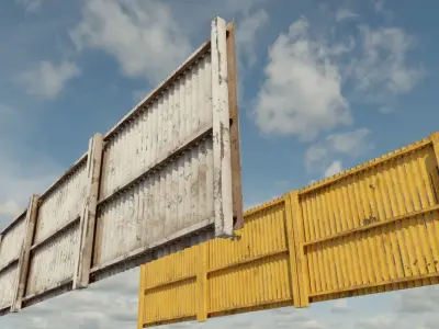 Fence Collection brick with two iron balls 3D Model Pack